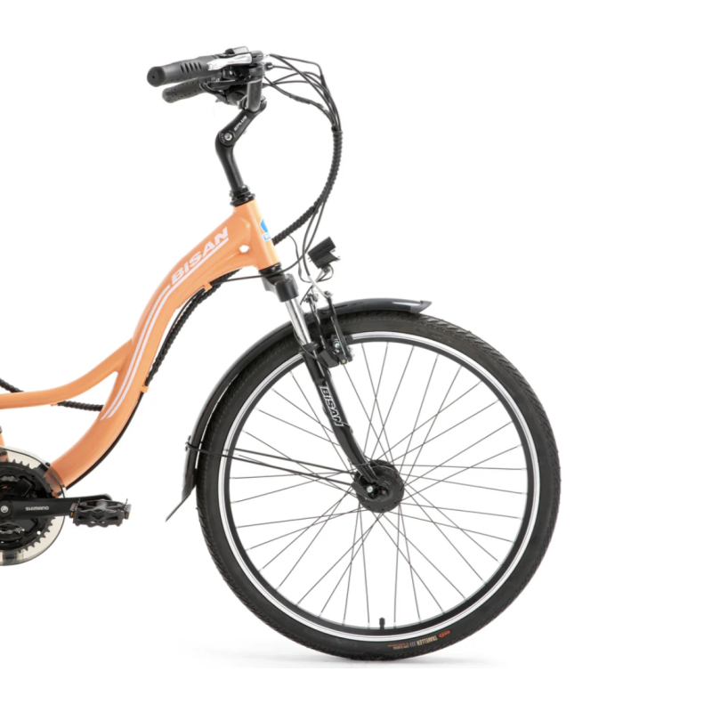 Bisan Florida 26" Elektrikli Şehir Bisikleti Mercan Rengi